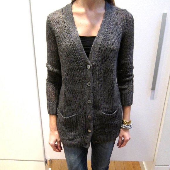Inhabit Grey Silk/linen Cardigan, size P (XS). ** AS IS ** - Picture 1 of 8